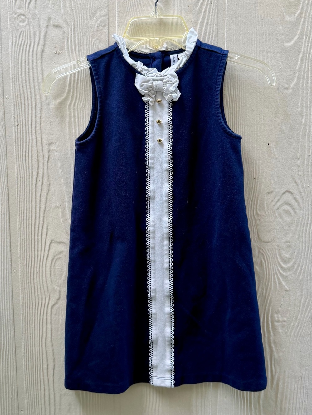 Janie and Jack Navy Dress with White Ruffle Trim